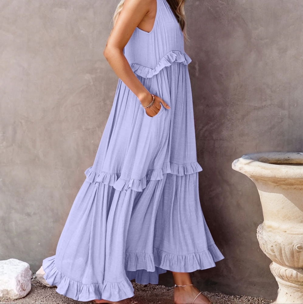 Ruffle Radiance Sleeveless Maxi - Lilac - Picture 3 of 6